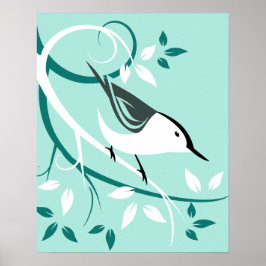 Nuthatch Stilized Bird Design Poster