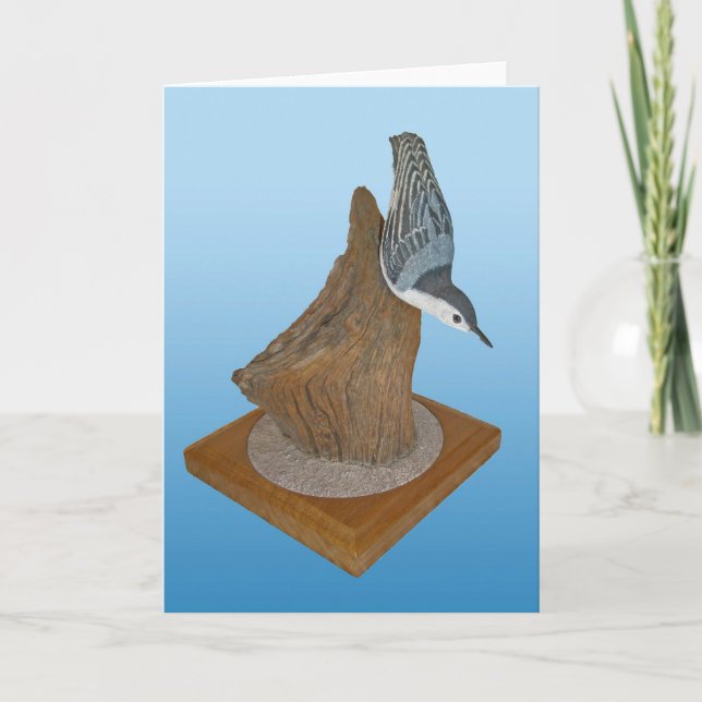 Nuthatch Woodcarving Note Card Kort (Framsida)