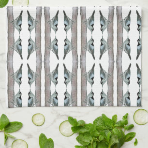 Nuthatches White Blue Kitchen Towels Kökshandduk