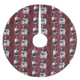 Nutkrackare med dekorationer julgransmatta borstad polyester