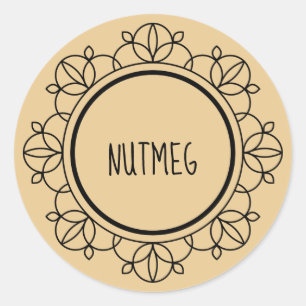 Nutmeg kryddetiketter runt klistermärke