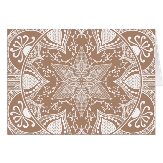 Nutmeg Mandala Hälsningskort (Framsidan Horizontal)