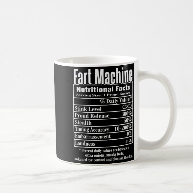 Nutrion Facts Fart Machine Dad Jokes Funny Farting Kaffemugg (Höger)