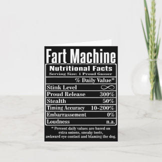 Nutrion Facts Fart Machine Dad Jokes Funny Farting Kort