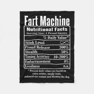 Nutrion Facts Fart Maskin Pappa Jokes Funny Fartin Fleecefilt