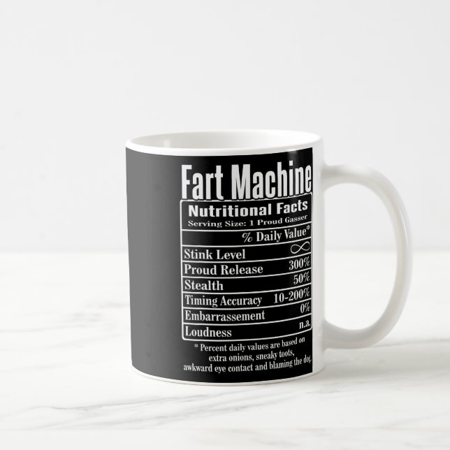 Nutrion Facts Fart Maskin Pappa Jokes Funny Fartin Kaffemugg (Höger)
