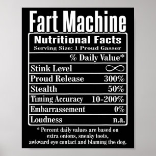 Nutrion Facts Fart Maskin Pappa Jokes Funny Fartin Poster