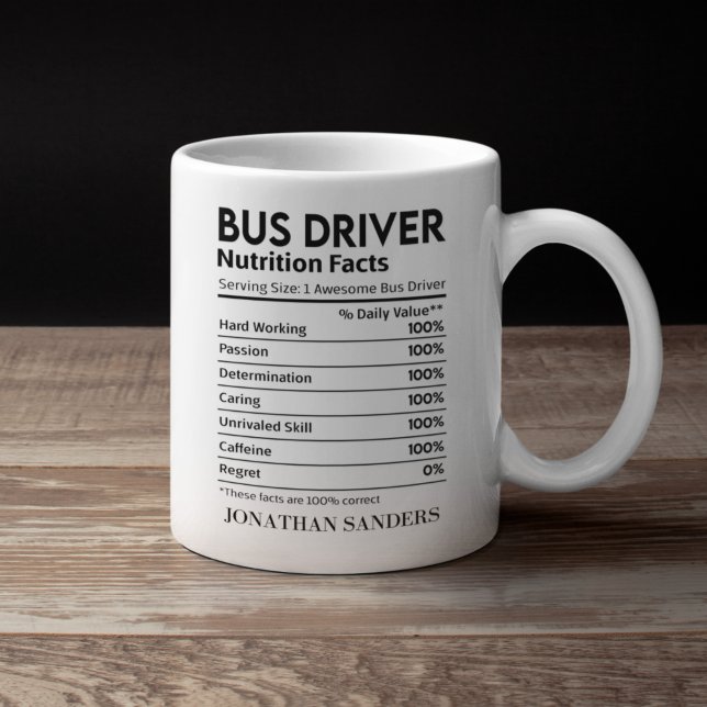 Nutrition Facts Bus Driver,Fun Bus Driver Mug Kaffemugg (Skapare uppladdad)