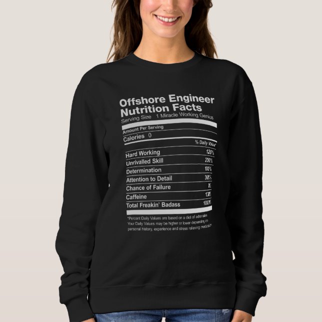 Nutrition Facts Funny för Ingenjör T Shirt (Framsida)