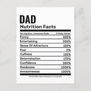 Nutrition Facts Funny Pappa Personlig Namn Vykort