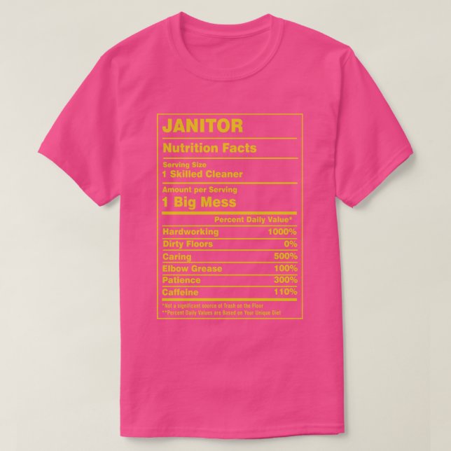 Nutrition Facts Janitor T Shirt (Design framsida)