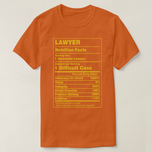 Nutrition Facts Lawyer T Shirt (Design framsida)