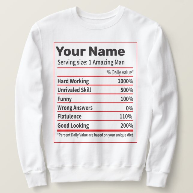 Nutrition Personlig Namn Manar-Birthday Gift Lång Ärmad Tröja (Design framsida)