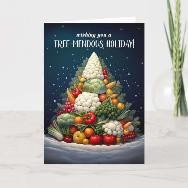 Nutrition Themed Fruit Vegetable Christmas Tree Helgkort (Framsida)