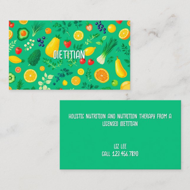 Nutritionist Dietitian Healthy Mat Visitkort (Fram/baksida)