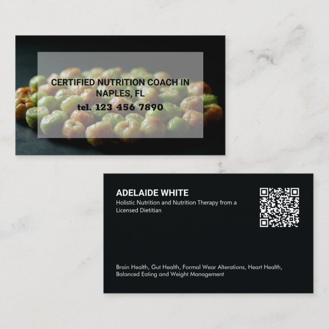 Nutritionist Dietitian QR Code Visitkort (Fram/baksida)