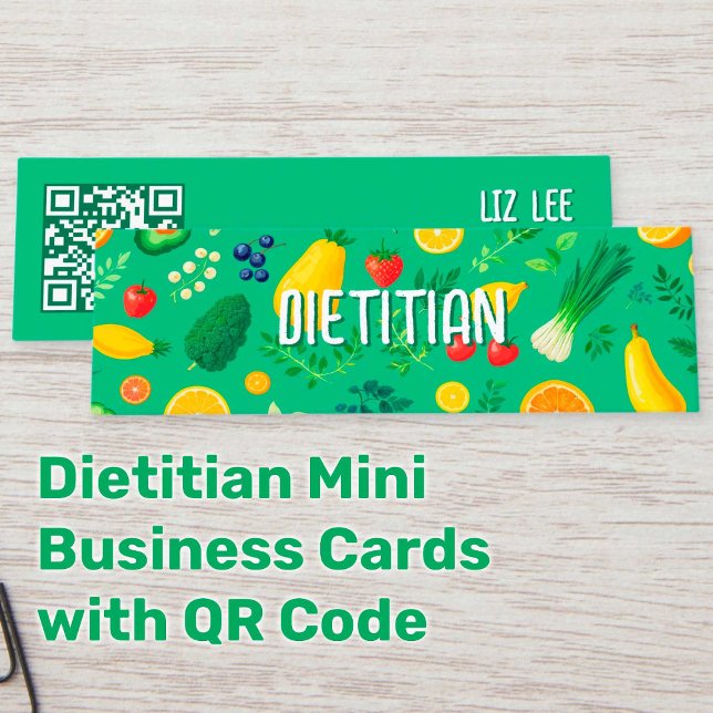 Nutritionist Dietitian QR-kod Mini Visitkort (Nutritionist Mini Business Cards)