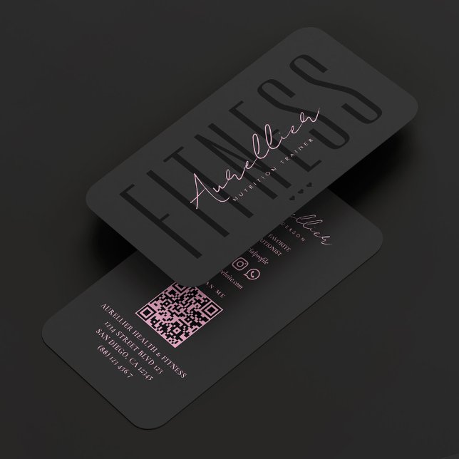 Nutritionist Fitness Hälsa Aesthetic Black Rosa Visitkort (Nutritionist Fitness Wellness Aesthetic Black Pink Business Card
)