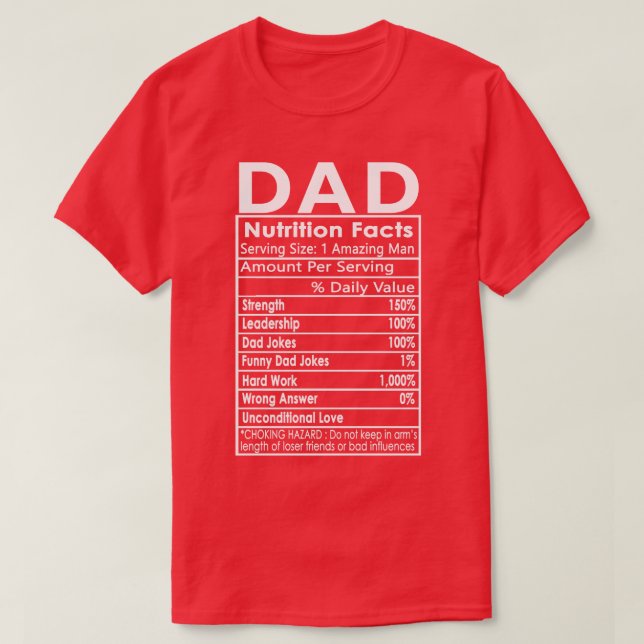 Nutritionsfakta för fars dag Pappa T Shirt (Design framsida)