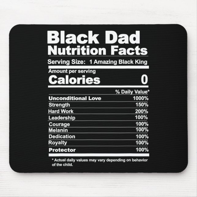 Nutritionsfakta för pappa musmatta (Framsidan)