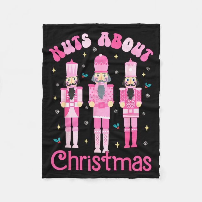 Nuts About Christmas Nutcracker Funny Christmas  Fleecefilt (Framsidan)