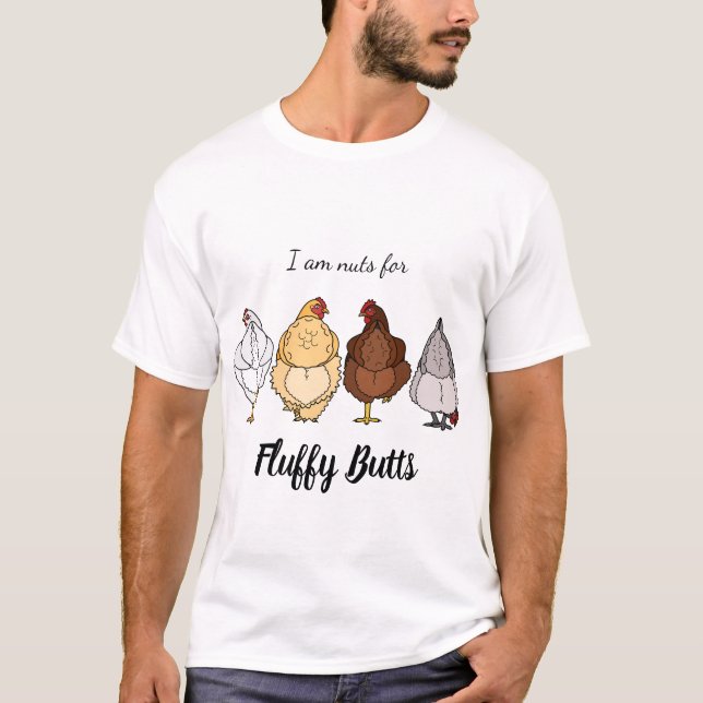 nuts for fluffy butts chicken T-shirt (Framsida)