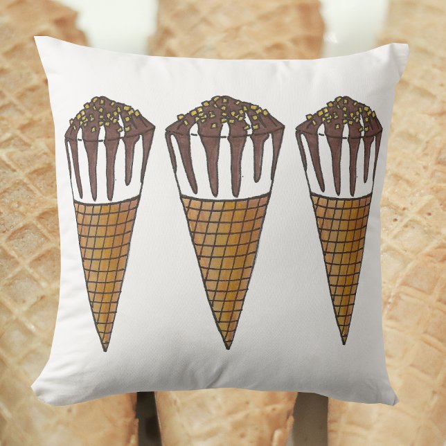 Nutty Buddy Ice Cream Cone Peanuts Chocolate Kudde (Ice cream cone pillow)