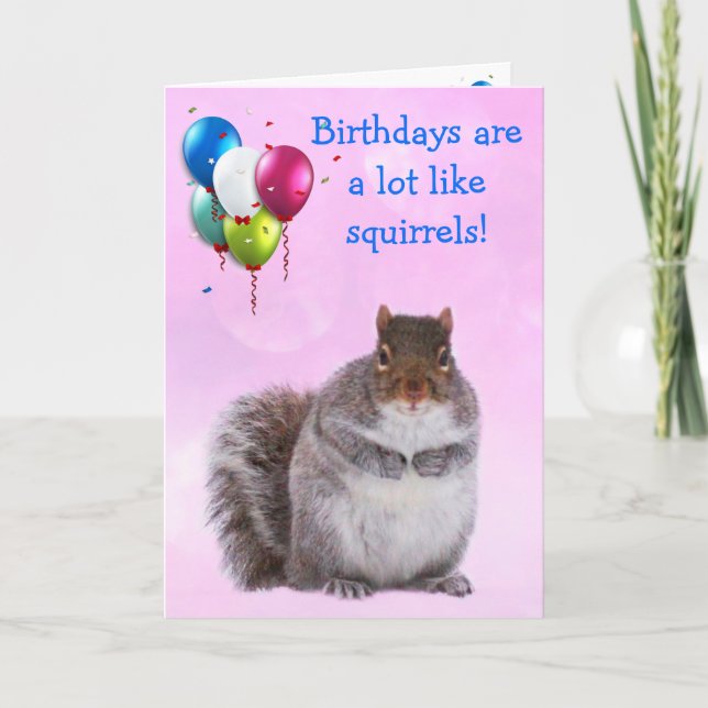 Nutty Squirrel Joke Birthday Kort (Framsida)