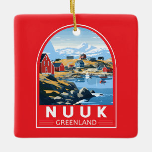 Nuuk Green Travel Art Vintage Julgransprydnad Keramik