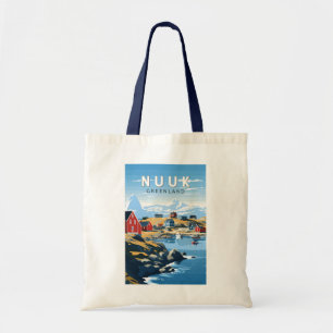 Nuuk Green Travel Art Vintage Tygkasse
