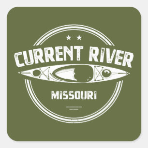 Nuvarande floden Missouri Kayaking Fyrkantigt Klistermärke