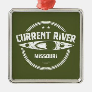 Nuvarande floden Missouri Kayaking Julgransprydnad Metall