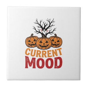Nuvarande humör Halloween Pumpa Vintage T-Shirt De Kakelplatta