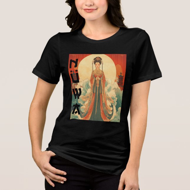 Nuwa Chinese Goddess Traditional Mythology Art T Shirt (Framsida)