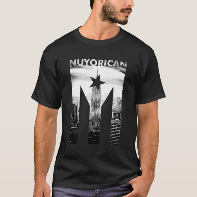 Nuyorican Flagga of Puerto Rico Print T Shirt (Framsida)
