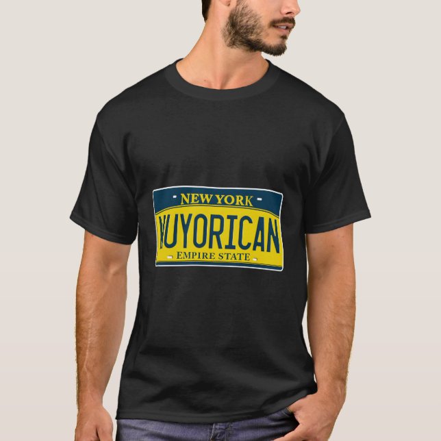 Nuyorican Puerto Rican Ny York USA:s licensskylt T Shirt (Framsida)