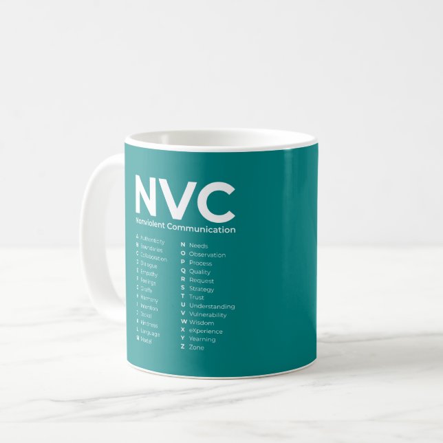 NVC Icke-våldskommunikationsalfabet Kaffemugg (Framsida vänster)