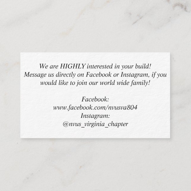 NvUS rekrytering, 3,5" x 2,0", 100 packar, vit Visitkort (Baksida)