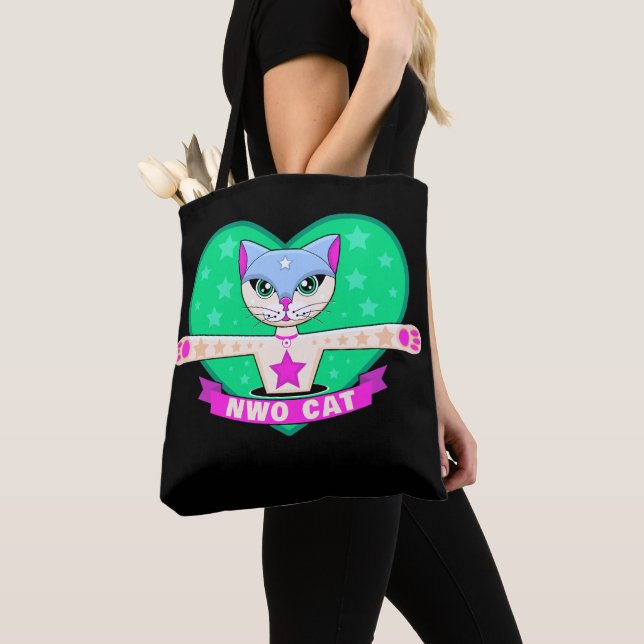NWO Cat Tote Tygkasse (Närbild)