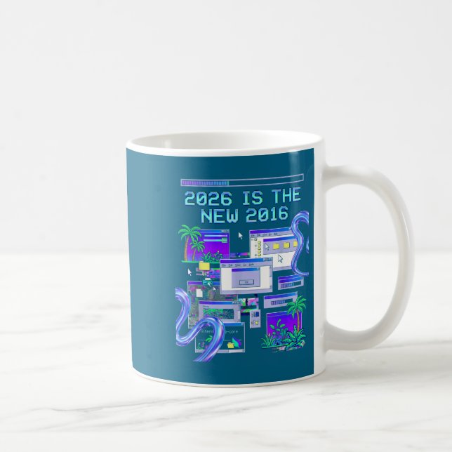 Ny 2016 Vaporwave Pixel Dator Estetik Kaffemugg (Höger)