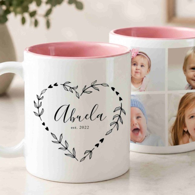 Ny Abuela År Est. Fyra Foto Collage Två-Tonad Mugg (Skapare uppladdad)