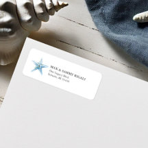 Ny adress adressetikett för blå stjärtfenans retur