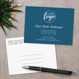 Ny adress ändring med Business Logotyp Blue Meddelande Vykort