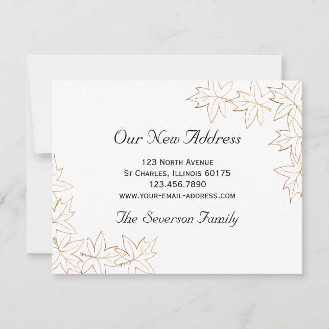 Ny adress avisering om Fall Maple Lövs Meddelande (Framsida)