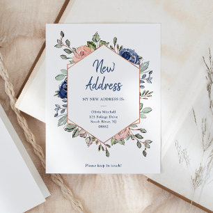 Ny adress   Blommigt Geometric Flytta Announation Vykort