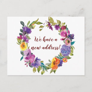 ny adress blomsterkrans vykort