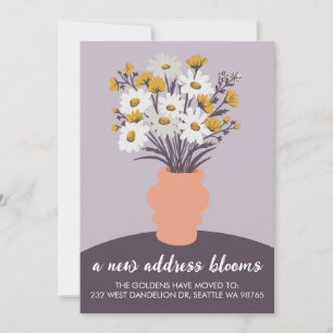Ny adress Blooms Flytta annons Bouquet Meddelande