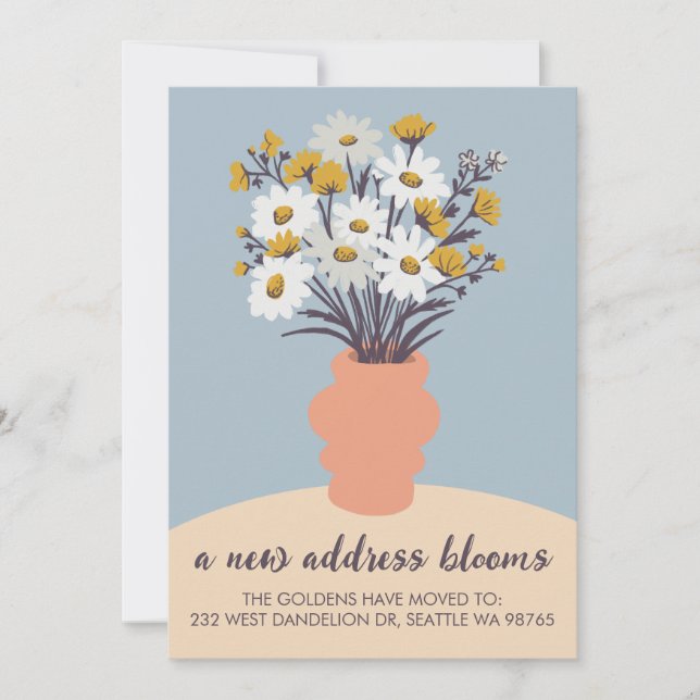 Ny adress Blooms Flytta annons Bouquet Meddelande (Framsida)