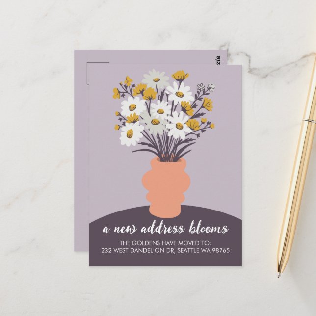 Ny adress Blooms Flytta annons Bouquet Vykort (Fram/Back In Situ)