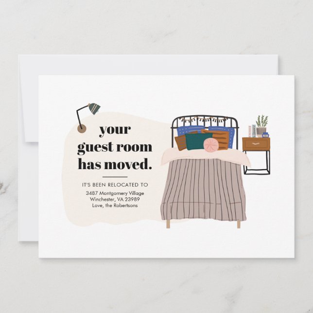 Ny adress Boho Guest Bedroom Decor Flytta Meddelande (Framsida)